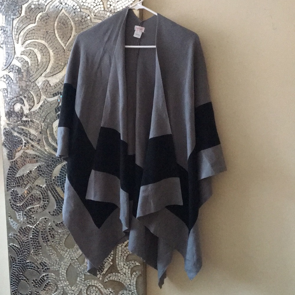Grey and Black Striped Poncho